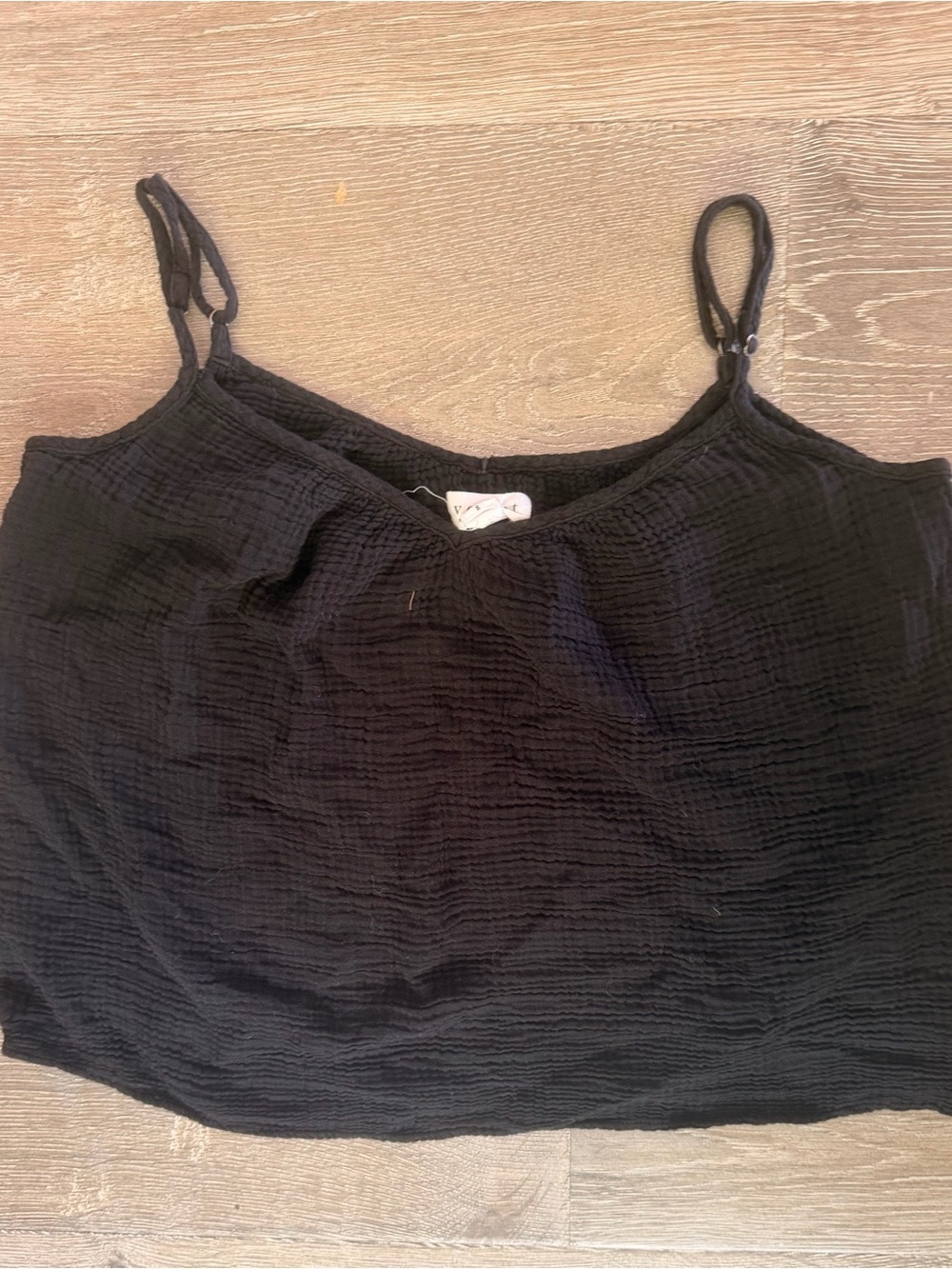 Velvet by Graham & Spencer Black Textured Spaghetti Strap Cami 0387